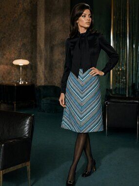 PARKSHIRE ORIGINAL Vintage 70s Secretary Style Poly Dress
